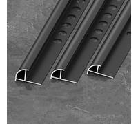 Aluminum Alloy Curved Corner Trim, 90cm*3pcs Floor Edge Cladding Angle Profile for Wall Door Frame Cabinet Baseboard Protection and Decoration(Matte Black,10mmx90cm)