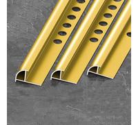 Aluminum Alloy Curved Corner Trim, 90cm*3pcs Floor Edge Cladding Angle Profile for Wall Door Frame Cabinet Baseboard Protection and Decoration(Brilliant Gold,10mmx90cm)