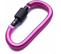 Aluminum Alloy D-Ring Locking Carabiner Clip Keychain Hook Clips Locking Carabiner Hiking Clips with Screw Gate Lock Heavy Duty for Outdoor, Camping, Hiking, Traveling, Fishing, Backpack（Rose Red）