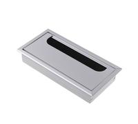 Aluminum Alloy Desk Grommet with Black Brush | Rectangle Cable Hole Cover & Outlet Port for PC Office Table, Wire Management(Silver-80x160mm)