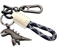 Aluminum Alloy Dinosaur Charm Paired with a Hand-Woven Bracelet, Weseecase Keychain, Weseecase Dinosaurs Keychain, Metal Mini Dinosaur Keychains (Blue b)