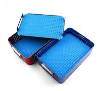 Aluminum Alloy Double Layer Disinfection Box, Double Level Surgical Instrument Case with Silicone Pad,Cleaning Washing Sterilization Trays for Ophthalmic Plastic Orthopaedic Orthopedics,Brown, WWFKW