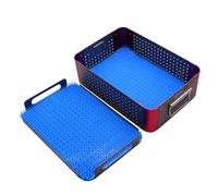 Aluminum Alloy Double Layer Disinfection Box, Double Level Surgical Instrument Case with Silicone Pad,Cleaning Washing Sterilization Trays for Ophthalmic Plastic Orthopaedic Orthopedics,Brown, WWFKW