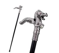 Aluminum Alloy Dragon Head Walking Cane for Men and Women, Gothic Decorative Ornate Metal Cane with Ergonomic Handle, Walking Stick for Senior (BK)