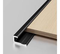 Aluminum Alloy Edge Trim Metal Profile Strip C-Shaped Embedded Tile Corner Guard Waterproof Decorative Strip for Cabinet Table Partition & Step Tread(Black,18mm L3m/9.8ft)