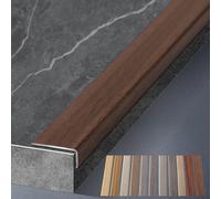Aluminum Alloy Floor Edging Trim Strip, Wood Grain Threshold Transition for Wood Tile Vinyl Flooring, L Shape Stair Nosing