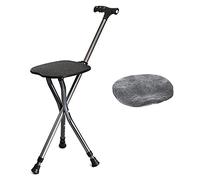 Aluminum Alloy Folding Cane with seat Non-Slip Crutch Chair for Elderly Lightweight Walking Stick with Light and Adjustable Angle
