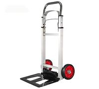 Aluminum Alloy Folding Hand Truck with Anti-Puncture PVC Wheels 90kg Capacity Gold & Silver Garden Trolley Versatile Shopping Cart for Easy Transport (Style #6)