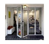 Aluminum Alloy Folding Sliding Window, Bifold Doors Casement Windows with Bottom Track, Left and Right Sliding Folding Door with Tempered Glass for Commercial(80x90cm/31