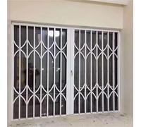 Aluminum Alloy Folding Sliding Window, White Foldable Security Gate for Inside Outside Mounting, Commercial Expandable Security Window Grill Custom Size(60x60cm/24x24in)