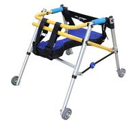 Aluminum Alloy Four Wheel Lightweight Child Walker Auxiliary Standing e,Height Adjustable Rehabilitation Auxiliary Child Walking Aid,Gait Trainer,with Seat Cushion,Space Saver (Silver S)