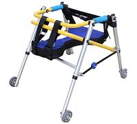 Aluminum Alloy Four Wheel Lightweight Child Walker Auxiliary Standing Frame,Height Adjustable Rehabilitation Auxiliary Child Walking Aid,Gait Trainer,With Seat Cushion,Space Saver