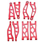 Aluminum Alloy Front & Rear Upper & Lower Swing Arms Upgrade Parts for ARRMA 1/18 Granite GROM/Typhon GROM (Red)