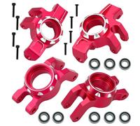 Aluminum Alloy Front Steering Block Knuckles,Rear C-Hubs Set for Arrma 1/16 Mini Kraton 3S Upgrade Parts,Replace #ARA-2676#ARA-2677 (Red)