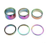 Aluminum Alloy Headset Spacer Set for Mountain & Road for Bike Fork Adjustment - 6-Piece Stackable Stem Washers (2mm, 3mm, 5mm, 10mm, 15mm, 20m