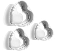 Aluminum Alloy Heart Cake Pans, Mousse Molds Set Of Three, For Baking Cakes, 6-Inch, 8-Inch, 10-Inch, Leak-Proof Non-Stick Heart Cake Pan Anodized