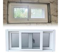 Aluminum Alloy Home Windows with Glass & Screen, Replacment Sliding Window for Basement, Horizontal Window for Bathroom Kitchen Garage(91x81cm)