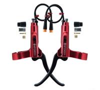 Aluminum Alloy Hydraulic Brake Handle for Ebike with 3 Pin Waterproof Connector, Designed for Bafang Hall Motor, Magnetic Power Cutoff, Compatible with Mineral Oil Brake Fluid (Red pair)