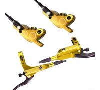 Aluminum Alloy Hydraulic Brakes for Road and Mountain Biking 4 Pistons for Enhanced Braking Control (Gold)