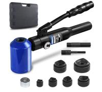 Aluminum Alloy Hydraulic Knockout Hole Punch Driver Kit, Manual Hydraulic Universal Hole Puncher with 360° Rotatable Head & 6 Dies, Electrical Conduit Hole Cutter Set for Metal Sheet