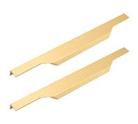 Aluminum Alloy Invisible Cabinet Handle DrawerHandles Door Knob Concealed Cupboard Handles Finger Edge Pull Wardrobe Kitchen Furniture Knobs Brushed Gold 2 Pieces (Overall Length 300mm)
