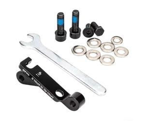 Aluminum Alloy IS to Flat Mount Adapter for Disc Brake Calipers on Bikes Where Size Determines Rear or Front Application