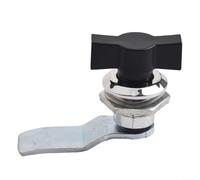 Aluminum Alloy Keyless Turn Tongue Lock, Thumb Operated Offset Cam Lock Cabinet Mailbox Drawer Lock Latch For Vehicles And Furniture (Bright White + Black)