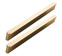 Aluminum Alloy Kitchen Handles Cupboard Handles Cabinet Handle Finger Edge Pull Drawer Handles Door Levers Furniture Pulls Brushed Bronze Pulls 2 Pcs (Hole Distance 128mm)