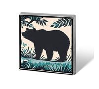 Aluminum Alloy Lapel Pin Cute Funny Square Brooch Personalized Bear Silhouette Lapel Badge Sublimation Pins for Clothing Backpack Hat Jackets Decoration