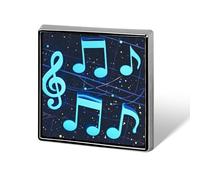 Aluminum Alloy Lapel Pin Cute Funny Square Brooch Personalized Blue Musical Notes Lapel Badge Sublimation Pins for Clothing Backpack Hat Jackets Decoration