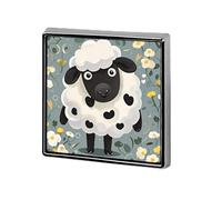 Aluminum Alloy Lapel Pin Cute Funny Square Brooch Personalized Cartoon Black White Sheep Lapel Badge Sublimation Pins for Clothing Backpack Hat Jackets Decoration