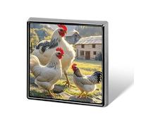 Aluminum Alloy Lapel Pin Cute Funny Square Brooch Personalized Chickens And Farm Lapel Badge Sublimation Pins for Clothing Backpack Hat Jackets Decoration