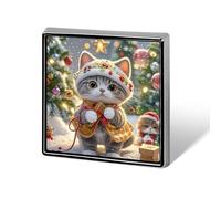 Aluminum Alloy Lapel Pin Cute Funny Square Brooch Personalized Cute Cat Sing Christmas Carols Lapel Badge Sublimation Pins for Clothing Backpack Hat Jackets Decoration