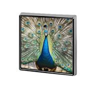 Aluminum Alloy Lapel Pin Cute Funny Square Brooch Personalized Peacock Pattern Lapel Badge Sublimation Pins for Clothing Backpack Hat Jackets Decoration