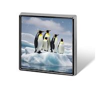 Aluminum Alloy Lapel Pin Cute Funny Square Brooch Personalized Penguins On The Iceberg Lapel Badge Sublimation Pins for Clothing Backpack Hat Jackets Decoration
