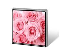 Aluminum Alloy Lapel Pin Cute Funny Square Brooch Personalized Pink Fresh Roses Lapel Badge Sublimation Pins for Clothing Backpack Hat Jackets Decoration
