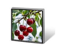 Aluminum Alloy Lapel Pin Cute Funny Square Brooch Personalized Red Cherry Pattern Lapel Badge Sublimation Pins for Clothing Backpack Hat Jackets Decoration