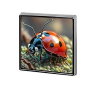 Aluminum Alloy Lapel Pin Cute Funny Square Brooch Personalized Red Ladybug Lapel Badge Sublimation Pins for Clothing Backpack Hat Jackets Decoration