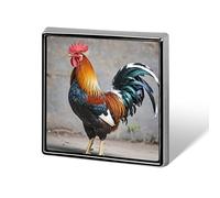 Aluminum Alloy Lapel Pin Cute Funny Square Brooch Personalized Rooster Lapel Badge Sublimation Pins for Clothing Backpack Hat Jackets Decoration