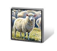 Aluminum Alloy Lapel Pin Cute Funny Square Brooch Personalized Sheeps Watercolor Lapel Badge Sublimation Pins for Clothing Backpack Hat Jackets Decoration