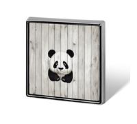 Aluminum Alloy Lapel Pin Cute Funny Square Brooch Personalized White Wooden Panda Lapel Badge Sublimation Pins for Clothing Backpack Hat Jackets Decoration