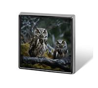 Aluminum Alloy Lapel Pin Cute Funny Square Brooch Personalized Wild Owl Birds Lapel Badge Sublimation Pins for Clothing Backpack Hat Jackets Decoration