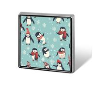 Aluminum Alloy Lapel Pin Cute Funny Square Brooch Personalized Winter Christmas Penguins Lapel Badge Sublimation Pins for Clothing Backpack Hat Jackets Decoration