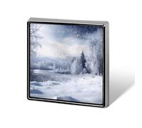 Aluminum Alloy Lapel Pin Cute Funny Square Brooch Personalized Winter Landscape Lapel Badge Sublimation Pins for Clothing Backpack Hat Jackets Decoration