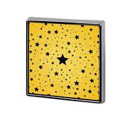 Aluminum Alloy Lapel Pin Cute Funny Square Brooch Personalized Yellow Background with Black Stars Lapel Badge Sublimation Pins for Clothing Backpack Hat Jackets Decoration