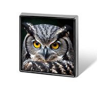 Aluminum Alloy Lapel Pin Cute Funny Square Brooch Personalized Yellow Eyed Owl Lapel Badge Sublimation Pins for Clothing Backpack Hat Jackets Decoration