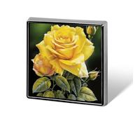 Aluminum Alloy Lapel Pin Cute Funny Square Brooch Personalized Yellow Rose Lapel Badge Sublimation Pins for Clothing Backpack Hat Jackets Decoration