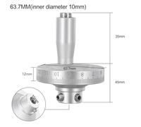 Aluminum Alloy Lathe Hand Wheel with Scale 63.7mm Diameter, Sandblasted Oxidation Finish for Machinery and Electrical Applications, Compatible with 8/10/12mm Inner Hole