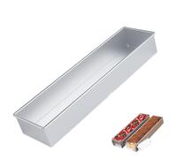 Aluminum Alloy Long Rectangle Tiramisu Cake Pan, Nonstick Cheesecake Mold with Removable Frame, Acrylic Lid & Spatula, Brownie Baking Tray (Fixed)