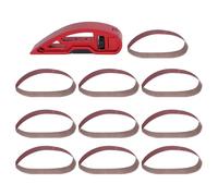 Aluminum Alloy Manual Sanding Belt Holder, Handheld Sander with 10PCS Sandpaper Set, Pointed Curve Flat Ends for Intricate Detailing, Durable Polishing Tool for Wood Metal Plastic